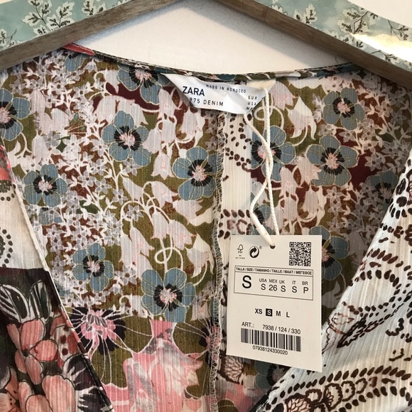 NWT Zara Crinkle Patchwork Midi Dress - Picture 5 of 6